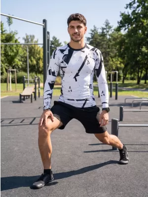 Мъжка първокласна функционална компресионна тениска с дълъг ръкав ALTISPORT VOJ/ALM079TR03 ЧЕРНО И БЯЛО