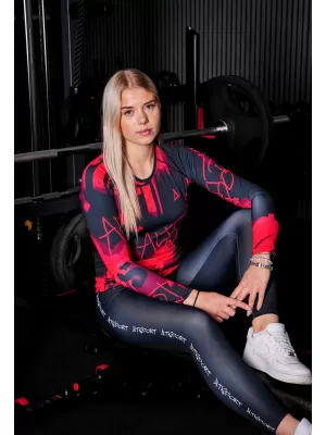 Дамска първокласна функционална тениска с дълъг ръкав ALTISPORT VOJ/ALW076TR03 ЧЕРВЕНО И ЧЕРНО