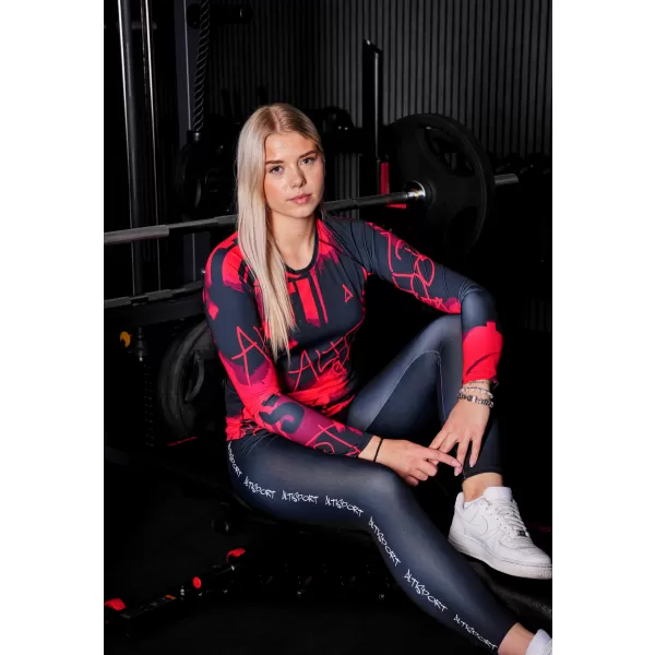  Дамска първокласна функционална тениска с дълъг ръкав ALTISPORT VOJ/ALW076TR03 ЧЕРВЕНО И ЧЕРНО 