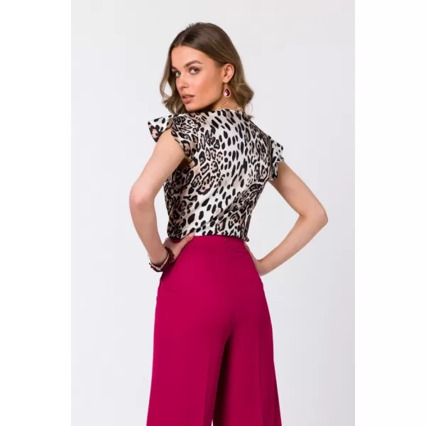  Дамска блуза STYLOVE S344 БЯЛА ШАРКА 