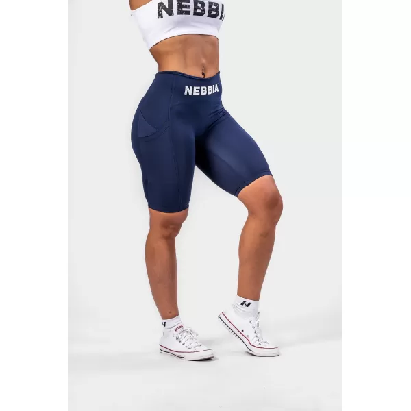  GYM THERAPY 628 ТЪМНО СИНИ Шорти за колоездене Nebbia 10 инча с висока талия 