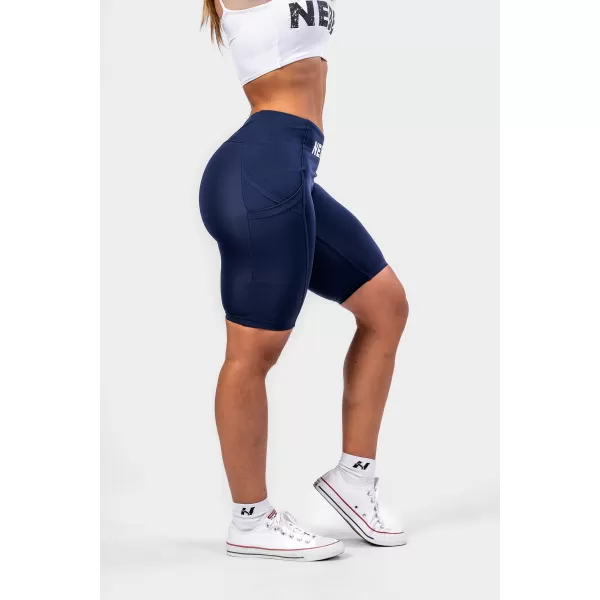  GYM THERAPY 628 ТЪМНО СИНИ Шорти за колоездене Nebbia 10 инча с висока талия 