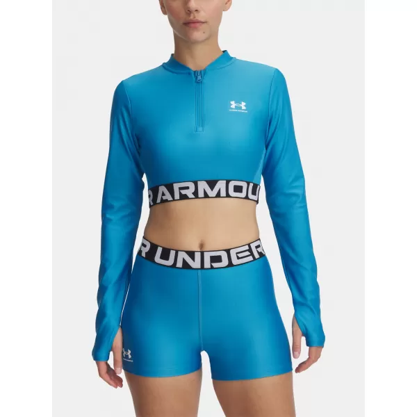  Дамска тениска UNDER ARMOUR HEATGEAR RIB 1/4 ZIP LS 1388692-453 СИНЬО 