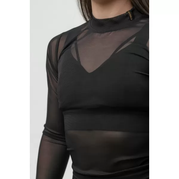 Дамски топ с дълъг ръкав INTENSE Sheer 847 Gold BLACK/GOLD Nebbia 