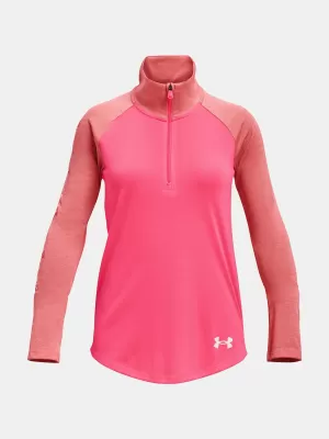 Тениска за момиче UNDER ARMOUR TECH GRAPHIC 1/2 ZIP 1377586-683 РОЗОВО