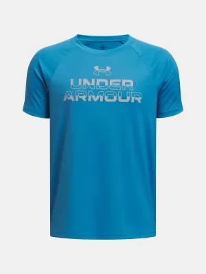 Момчешка тениска UNDER ARMOUR TECH SPLIT WORDMARK SS 1383010-452 СИНЬО