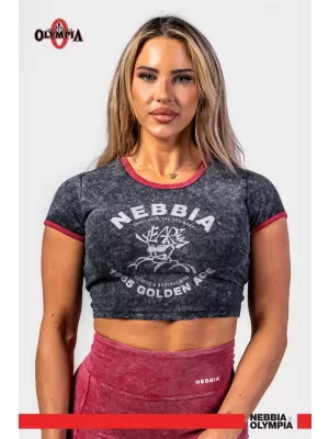Изпрана кратка топ тениска GOLDEN AGE 782 BLACK Nebbia