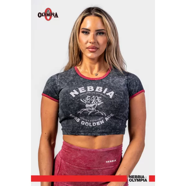  Изпрана кратка топ тениска GOLDEN AGE 782 BLACK Nebbia 