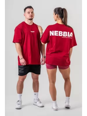 Овърсайз тениска GYM ESSENTIALS 381 ТЪМНО ЧЕРВЕНО Nebbia