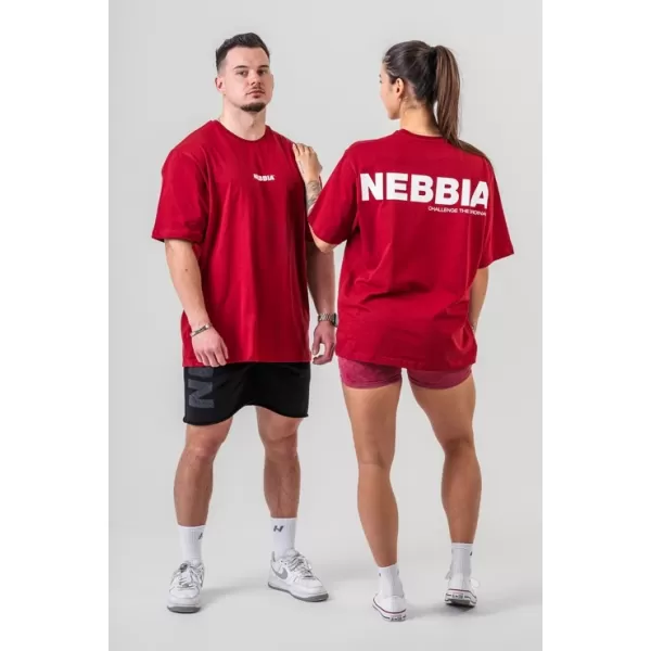  Овърсайз тениска GYM ESSENTIALS 381 ТЪМНО ЧЕРВЕНО Nebbia 