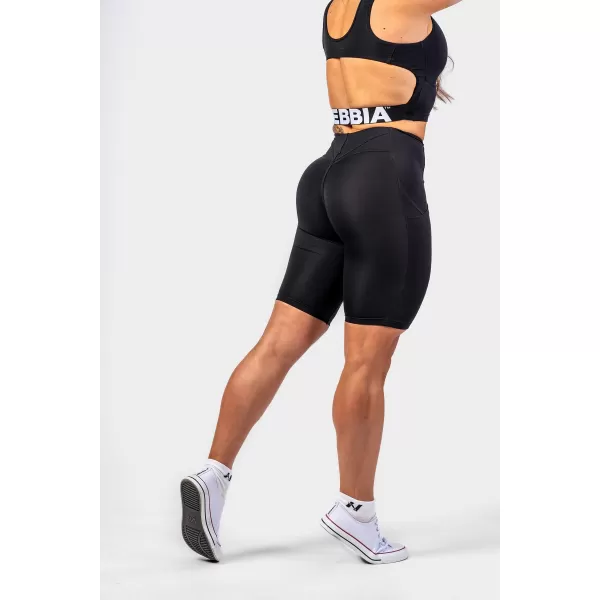  GYM THERAPY 628 ЧЕРНИ Шорти за колоездене Nebbia 10 инча с висока талия 