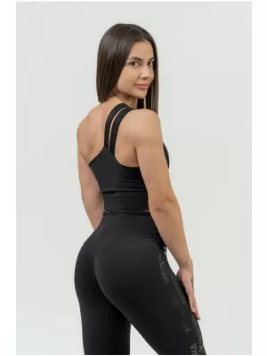 Дамски спортен сутиен с висока поддръжка INTENSE Asymmetric 841 BLACK/GOLD Nebbia