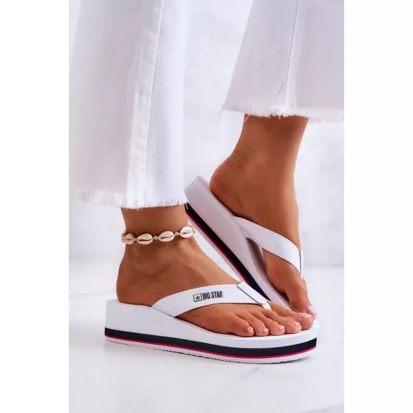  Дамски джапанки на клин BIG STAR JJ274A333 WHITE Big Star Shoes 