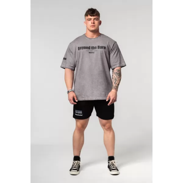  Изпрана памучна тежка тениска GRIND 370 LIGHT GREY Nebbia 