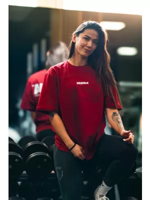 Овърсайз тениска GYM ESSENTIALS 381 ТЪМНО ЧЕРВЕНО Nebbia