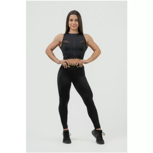  Дамски кроп топ с висока поддръжка INTENSE Mesh 842 BLACK Nebbia 