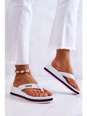 Дамски джапанки на клин BIG STAR JJ274A333 WHITE Big Star Shoes