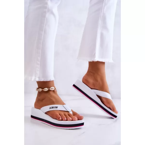  Дамски джапанки на клин BIG STAR JJ274A333 WHITE Big Star Shoes 