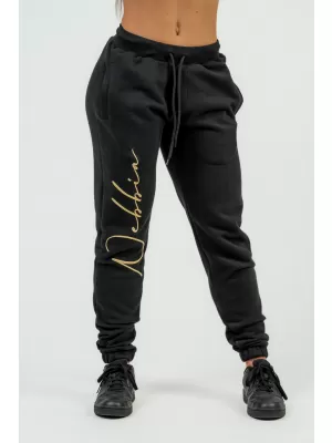 Дамски широки спортни панталони Signature INTENSE 846 BLACK/GOLD Nebbia