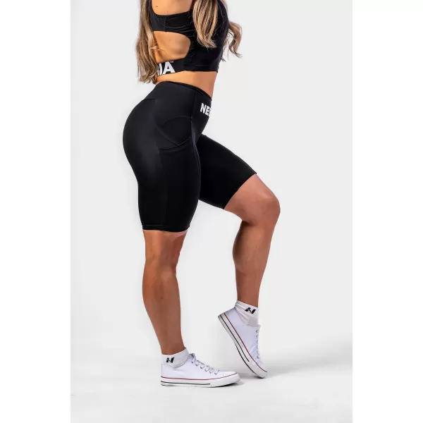  GYM THERAPY 628 ЧЕРНИ Шорти за колоездене Nebbia 10 инча с висока талия 