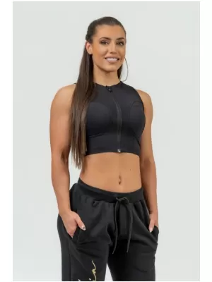 Дамски кроп топ с висока поддръжка INTENSE Mesh 842 BLACK Nebbia