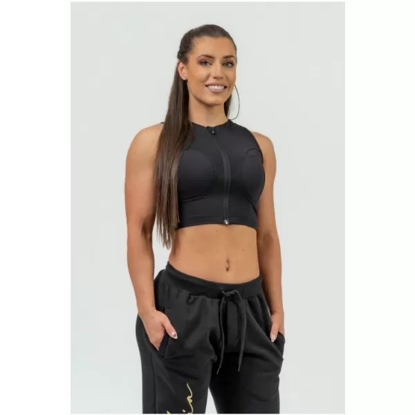 Дамски кроп топ с висока поддръжка INTENSE Mesh 842 BLACK Nebbia 