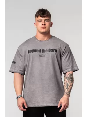 Изпрана памучна тежка тениска GRIND 370 LIGHT GREY Nebbia