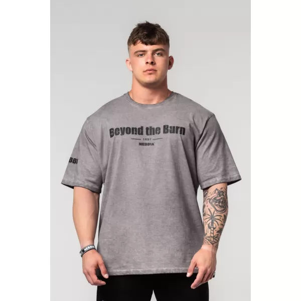  Изпрана памучна тежка тениска GRIND 370 LIGHT GREY Nebbia 