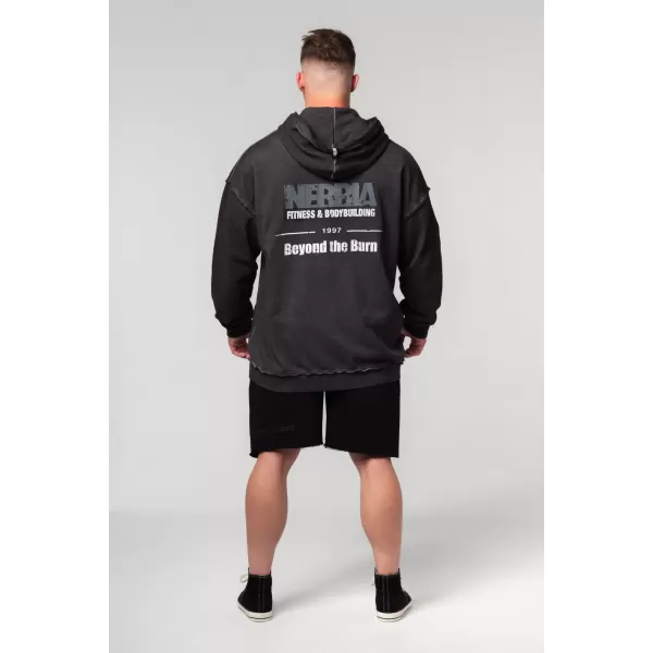  Изпран суичър с цип GYM BRO 362 ЧЕРЕН Nebbia 