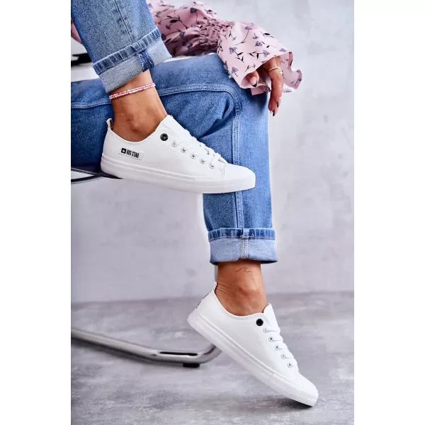  Дамски кожени маратонки BIG STAR KK274010 БЕЛИ Big Star обувки 