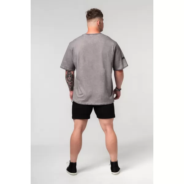 Изпрана памучна тежка тениска GRIND 370 LIGHT GREY Nebbia 