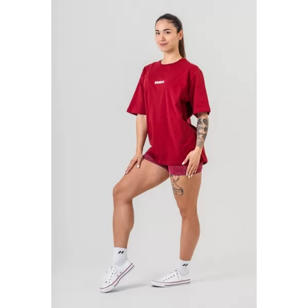  Овърсайз тениска GYM ESSENTIALS 381 ТЪМНО ЧЕРВЕНО Nebbia 