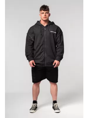 Изпран суичър с цип GYM BRO 362 ЧЕРЕН Nebbia