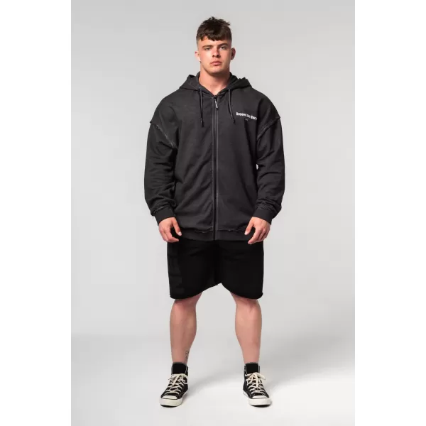  Изпран суичър с цип GYM BRO 362 ЧЕРЕН Nebbia 