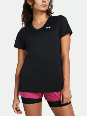 Дамска тениска UNDER ARMOUR TECH SSV- SOLID 1384229-001 ЧЕРЕН