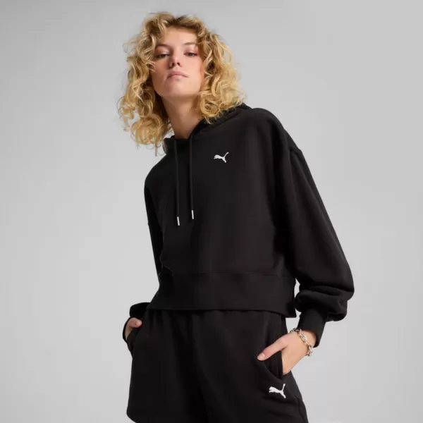  Дамска суитчър PUMA WARDROBE ESS RELAXED CROPPED HOODIE TR 629746-01 ЧЕРНО 