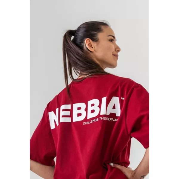  Овърсайз тениска GYM ESSENTIALS 381 ТЪМНО ЧЕРВЕНО Nebbia 