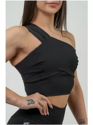 Дамски спортен сутиен с висока поддръжка INTENSE Asymmetric 841 BLACK/GOLD Nebbia