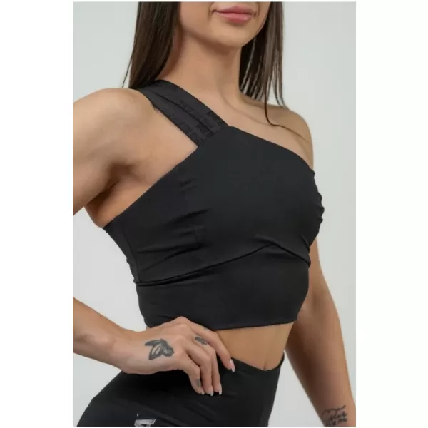  Дамски спортен сутиен с висока поддръжка INTENSE Asymmetric 841 BLACK/GOLD Nebbia 