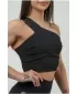 Дамски спортен сутиен с висока поддръжка INTENSE Asymmetric 841 BLACK/GOLD Nebbia