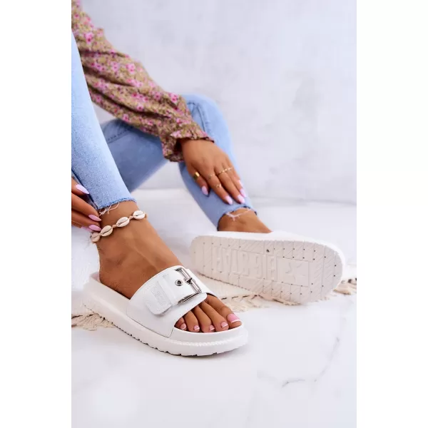  Модни дамски чехли BIG STAR JJ274A309 WHITE Big Star Shoes 