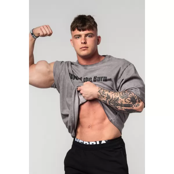  Изпрана памучна тежка тениска GRIND 370 LIGHT GREY Nebbia 